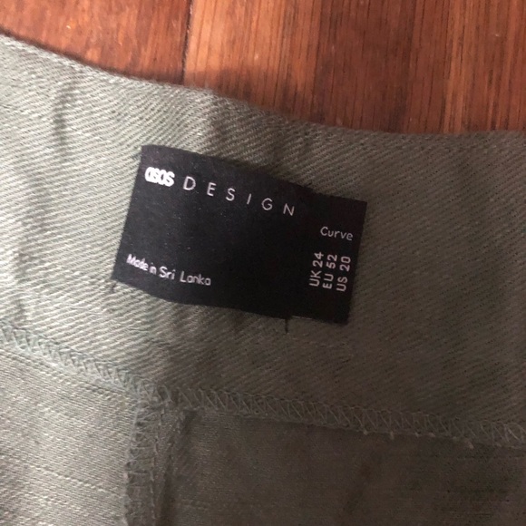 ASOS Design Curve Wide Leg Single Pleat Sage Green Pants 20 - Picture 6 of 6